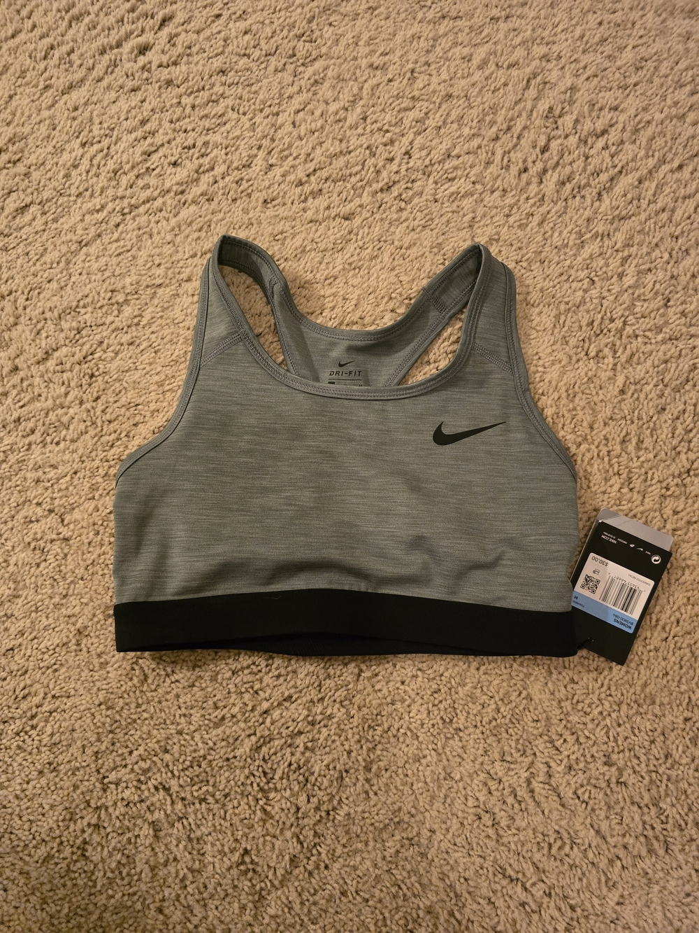 Nike Grey & Black Racerback Dri-FIT Sports Bra